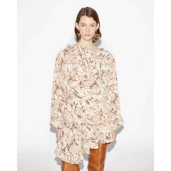 NEW ISABEL MARANT tharya silk dress in beige - Picture 3 of 3